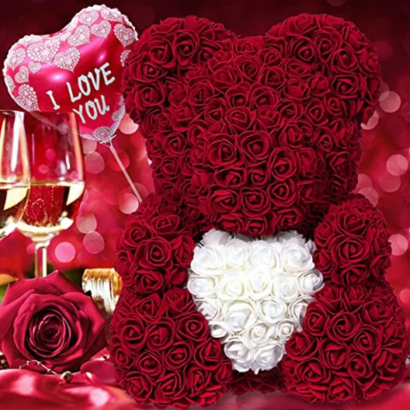 Rose artificial handmade teddy bear